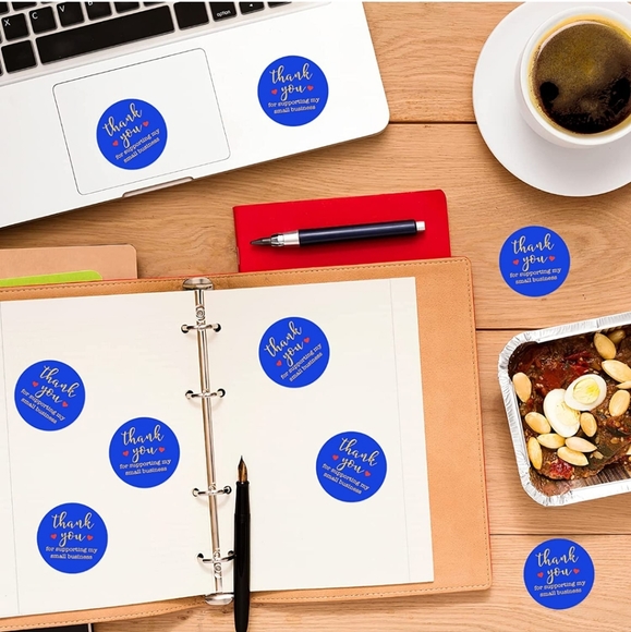 50 ct   2 inch, Blue Thank You Labels Sticker, Thank You for Supporting … - Picture 3 of 9